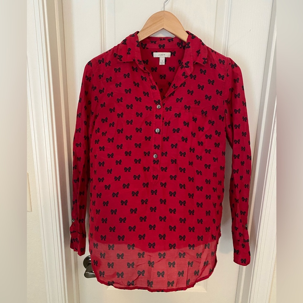 J Crew red blouse Size 6